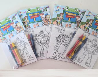 Toy Story Party Favors, Party Favor Mini Coloring Sheets & Crayons, Two Infinity and Beyond Party Favor, Custom Toy Story Party Favor Bag