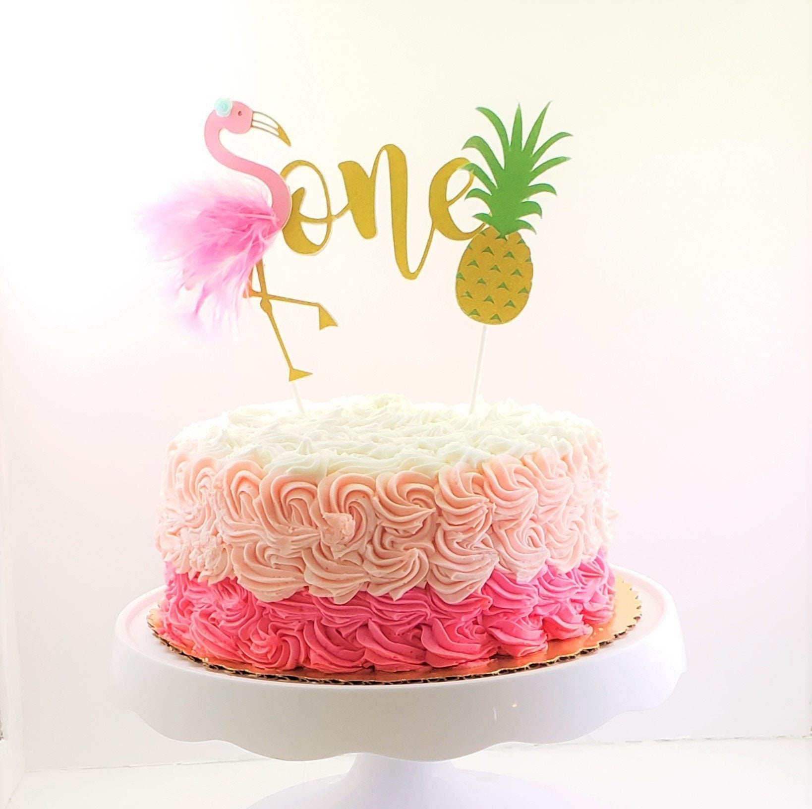 flamingo party decor tropical centerpiece stick Customized tropical cake topper flamingo cake topper