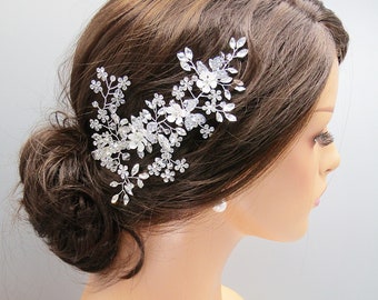 Crystal Bridal Headpiece Floral Wedding Hair Clip Crystal Bridal Hair Comb Wedding Hair Comb Bridal Hair Piece Silver Bridal Hair Accessory