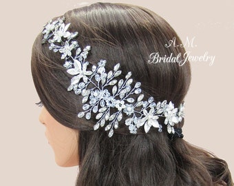 Crystal bridal headpiece, Wedding headpiece, Bridal hair piece, Bridal hair vine, Bridal accessories, Rhinestone headpiece, Hair jewelry
