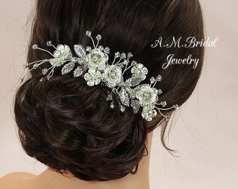 Bridal Hair Accessories, Bridal Hair Comb, Silver Hair Comb, Bridal Headpiece, Wedding Headpiece, Floral Hair Accessory, Hair Jewelry