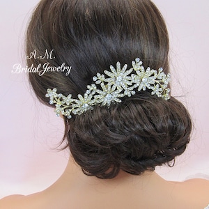 Gold floral hair comb crystal wedding hair comb gold bridal hair comb wedding headpiece flower hair comb bridal headpiece image 1