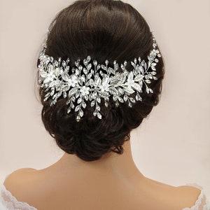 Bridal Headpiece, Wedding Hair Piece, Floral Bridal Headpiece, Crystal Bridal Hair Accessories, Wedding Hair Vine, Wedding Hair Jewelry
