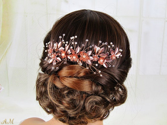 rose gold wedding hair accessories