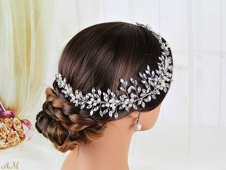 Crystal Bridal Headpiece Wedding Hair Jewelry Bridal Back Piece Wedding Hair Piece Rhinestone Hair Comb Bridal Hair Vine