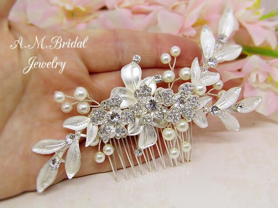 Braut Hochzeit Strass Haarkamm – Mit Faux Perlen & Schmetterling-Motiv – Eleganter Haarschmuck