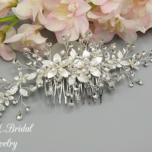 Bridal Hair Accessory, Crystal Wedding Headpiece, Floral Hair Piece, Wedding Hair Comb, Silver Bridal Hair Comb, Wedding Hair Accessories