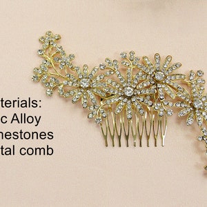 Gold floral hair comb crystal wedding hair comb gold bridal hair comb wedding headpiece flower hair comb bridal headpiece image 7