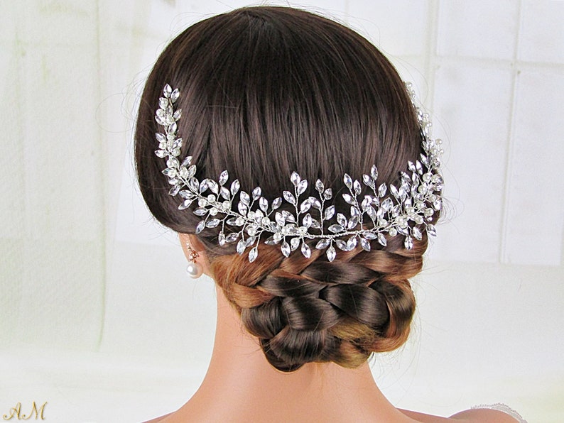Crystal Bridal Headpiece Wedding Hair Jewelry Bridal Back Piece Wedding Hair Piece Rhinestone Hair Comb Bridal Hair Vine