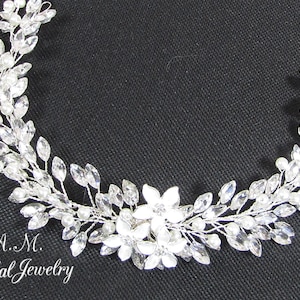 Bridal Hair Accessories, Floral Wedding Headpiece, Crystal Bridal Hair Vine, Wedding Hair Jewelry, Pearl Bridal Headpiece, Bridal Headband