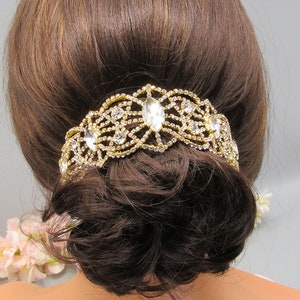 Gold Bridal Headpiece Bridal Hair Accessories Gold Wedding Hair Piece Gold Bridal Headband Bride Headpiece Wedding Tiara Crystal Headpiece