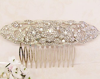 Silver Wedding Hair Comb Crystal Bridal Hair Comb Rhinestone Bridal Hair Piece Art Deco Hair Comb