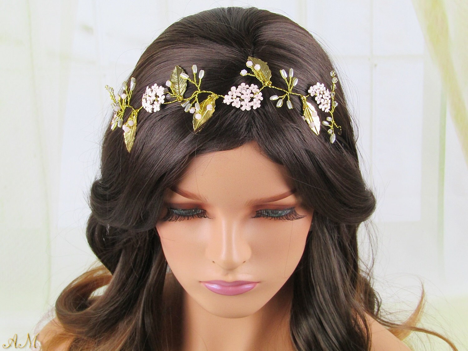 Blush Flower Headband Floral Crown Floral Headband Pink Flower Etsy