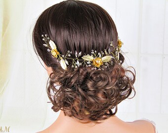 Gold Wedding Hair Piece Wedding Hair Accessories Gold Bridal Hair Vine Gold Bridal Headpiece Leaf Wedding Headband Gold Leaf Hair Vine