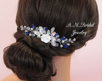 Wedding Hair Pins Bridal Hair Accessories Floral Bridal Hair Accessory Floral Bridal Hair Clip Silver Headpiece Flower Hair Pin Hair Jewelry