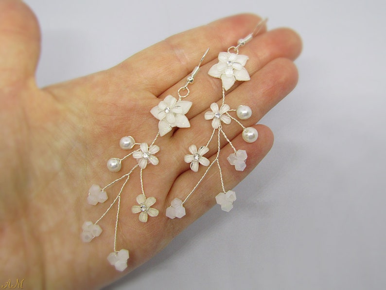 Bridal Silver Hair Vine /& Earrings Set Bohemian Wedding Accessories Set Wedding Earrings and Headpiece Opal Wedding Hair Accessories