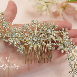 Gold floral hair comb crystal wedding hair comb gold bridal hair comb wedding headpiece flower hair comb bridal headpiece image 8