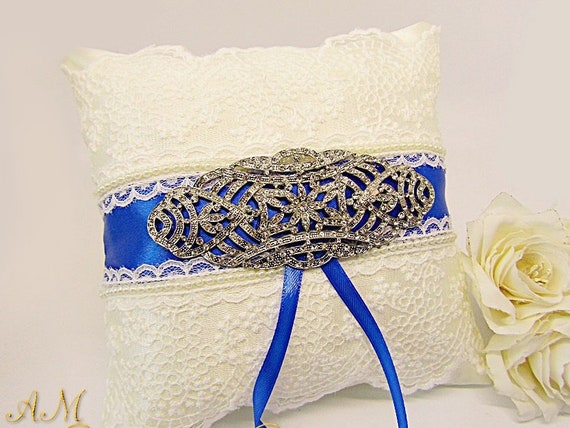 Royal Blue Ring Bearer Pillow Blue Ring Pillow Bridal Pillow Etsy