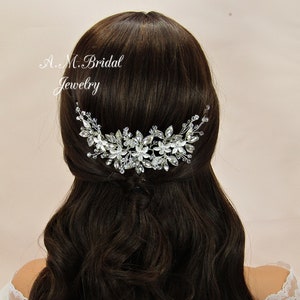 Wedding Hair Comb Bridal Headpiece  Crystal Bridal Hair Comb Wedding Headpiece Silver Hair Comb Bridal Hairpiece Floral Comb Wedding Jewelry