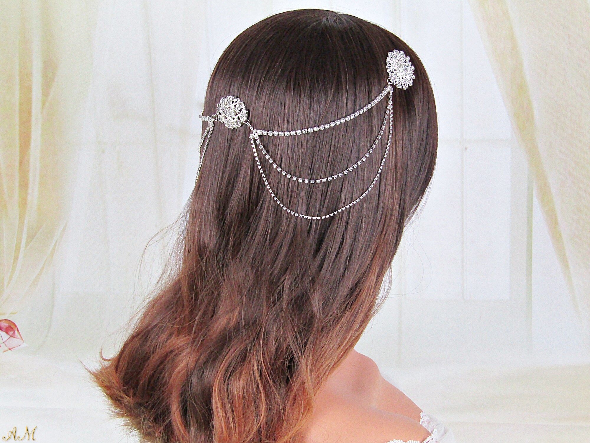 bridal hair chain headpiece