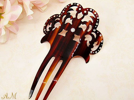 Vintage Hair Comb Faux Tortoise Shell Hair Comb An