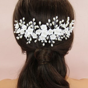 Wedding Hair Comb, Ceramic Flower Bridal Hair Piece, Floral Hair Comb, Clay Flower Bridal Hair Comb, Bridal Headpiece, Wedding Headpiece