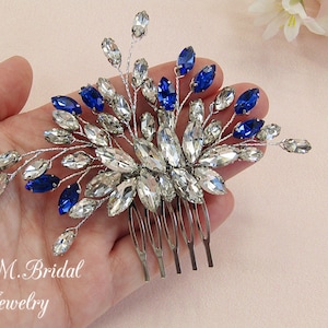 Blue Bridal Hair Comb  Something Blue Hair Comb Sapphire Blue Crystal Hair Comb Rhinestone Hair Comb Blue Hair Accessory Wedding Headpiece