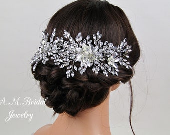 Crystal Bridal Hair Comb Wedding Hair Accessories Wedding Hair Comb Crystal Hair Piece Bridal Headpiece Floral Hair Comb Bridal Hair Jewelry