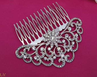 Silver Bridal Hair Comb, Rhinestone Wedding Jewelry, Wedding Hair Comb, Crystal Hair Comb, Bridal Headpiece, Bridal Hair Accessory