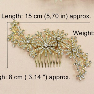 Gold floral hair comb crystal wedding hair comb gold bridal hair comb wedding headpiece flower hair comb bridal headpiece image 6