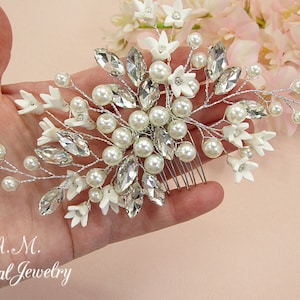Floral Bridal Hair Comb Wedding Hair Comb Floral Hair Accessories Wedding Hair Accessories Bridal Hair Piece Flower Comb Crystal Hair Comb