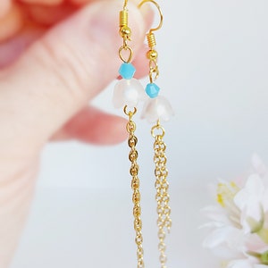 Maiglöckchen Ohrringe Lilie Blumen Ohrringe Baumeln Ohrringe Weiße Blumen Ohrringe Maiglöckchen Schmuck Brautjungfer Ohrringe