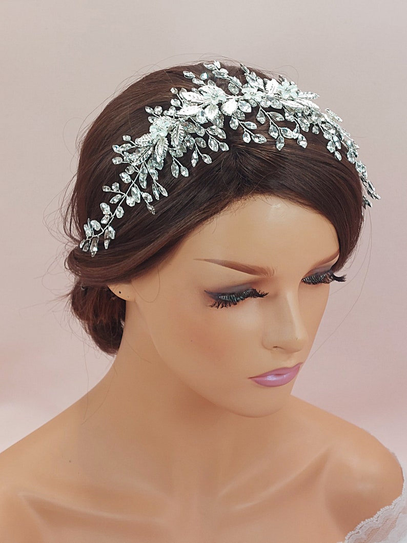 Crystal Bridal Hair Piece Floral Bridal Headpiece Crystal Etsy