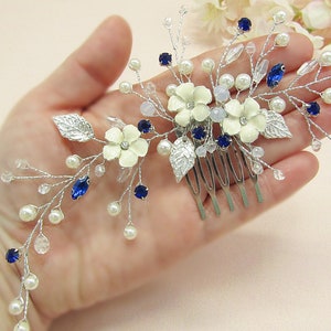 Blue Sapphire Hair Comb, Something Blue Hair Comb, Hair Jewelry, Wedding Hair Comb, Blue Hair Comb, Blue Bridal Hair Comb, Wedding Comb