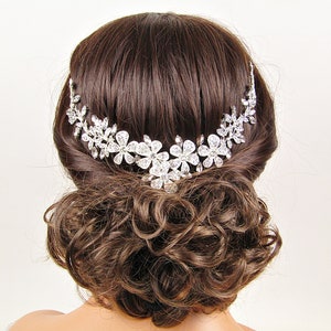 Wedding Hair Accessories Silver Bridal Headpiece Bridal Hair Jewelry Wedding Hair Vine Floral Bridal Headpiece Crystal Bridal Hair piece