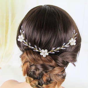 Tocado nupcial de hoja de oro Tocado griego dorado Pieza para el cabello con forma de rama de hoja Diadema de hoja de oro para boda Pieza para el cabello de boda Vid de hoja de oro para el cabello