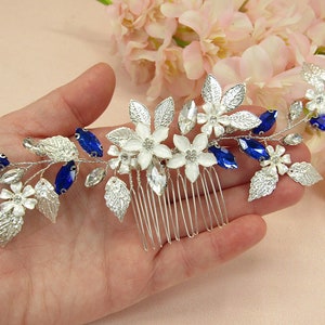 Bridal Hair Piece Something Blue Bridal Hair Accessory Blue Hair Comb Bridal Hair Comb Bridal Headpiece Sapphire Blue Crystal Hair Comb