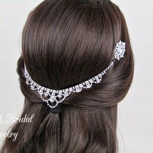 Plata Art Deco Hair Chain Nupcial Hair Piece Boda Accesorio para el cabello Nupcial Headpiece Crystal Hair Comb Boho Nupcial Hair Piece