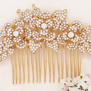 Wedding headpiece, Bridal hair comb, Gold hair accessories, Rhinestone hair comb, Bridal hair piece, Crystal hair comb, Wedding hair comb