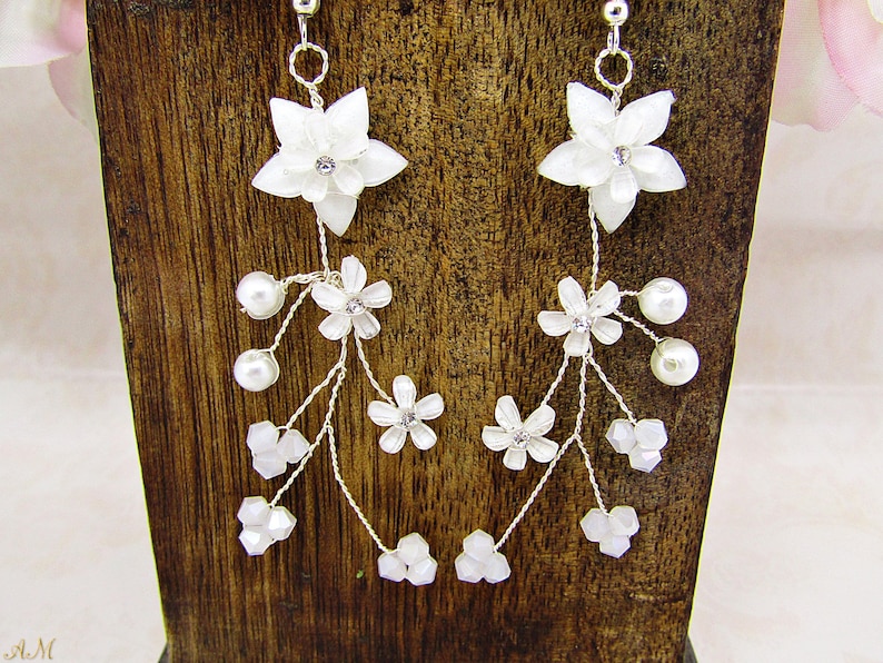 Bridal Silver Hair Vine /& Earrings Set Bohemian Wedding Accessories Set Wedding Earrings and Headpiece Opal Wedding Hair Accessories