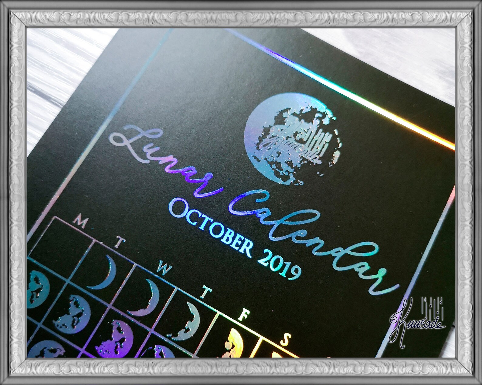 Lunar Calendar 2020 holographic foil print A6 postcard Etsy