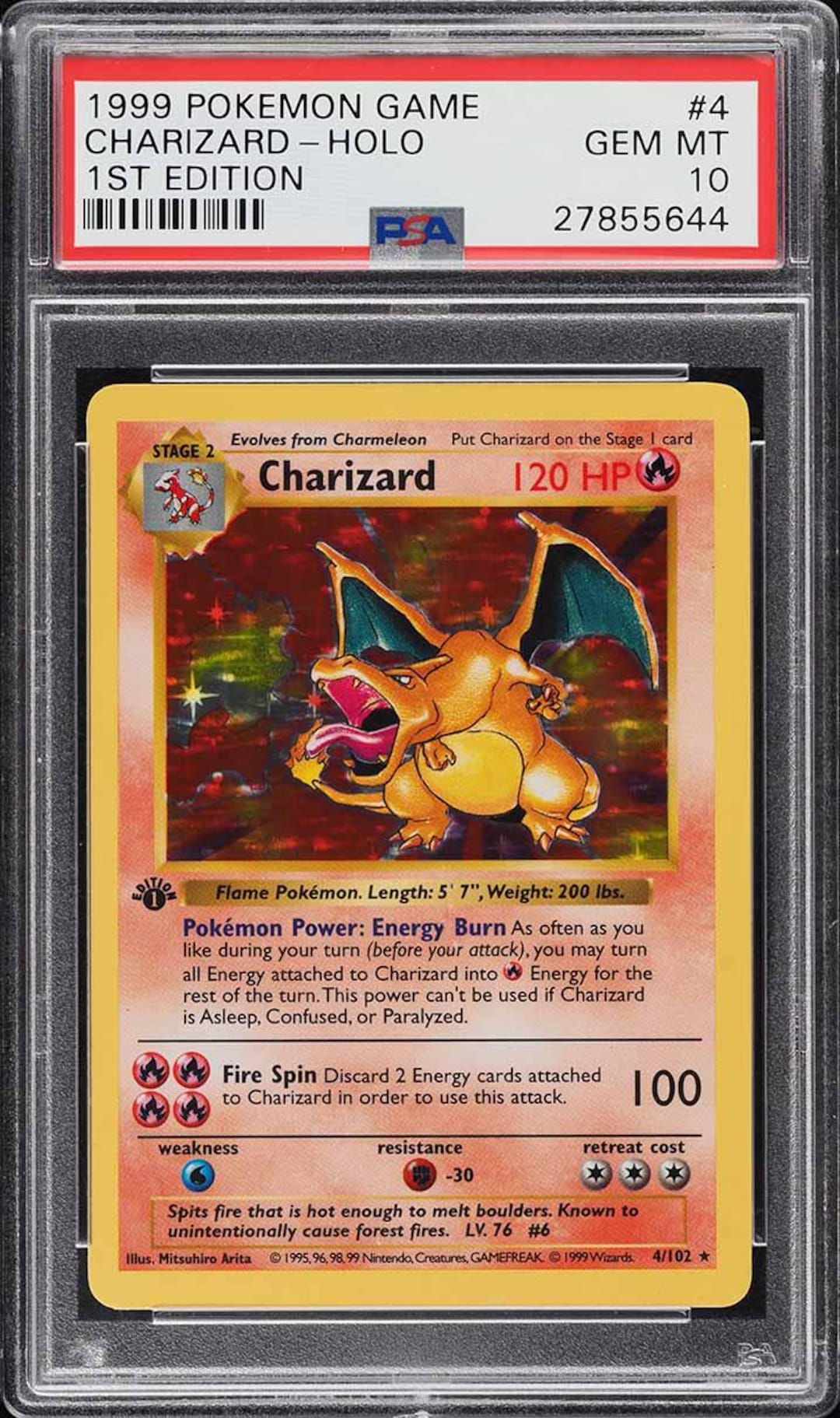 1999 Pokemon Base Set Shadowless 1st Ed Thin Stamp Holo Charizard