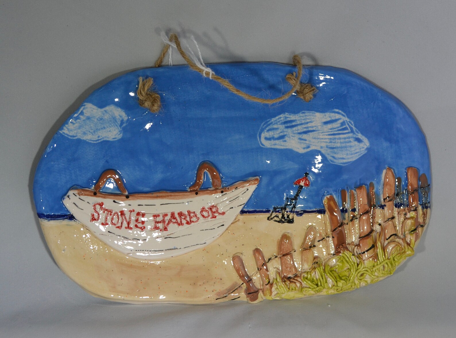 Handmade Pottery Stone Harbor Plaque Wall Art Ceramic Art Etsy