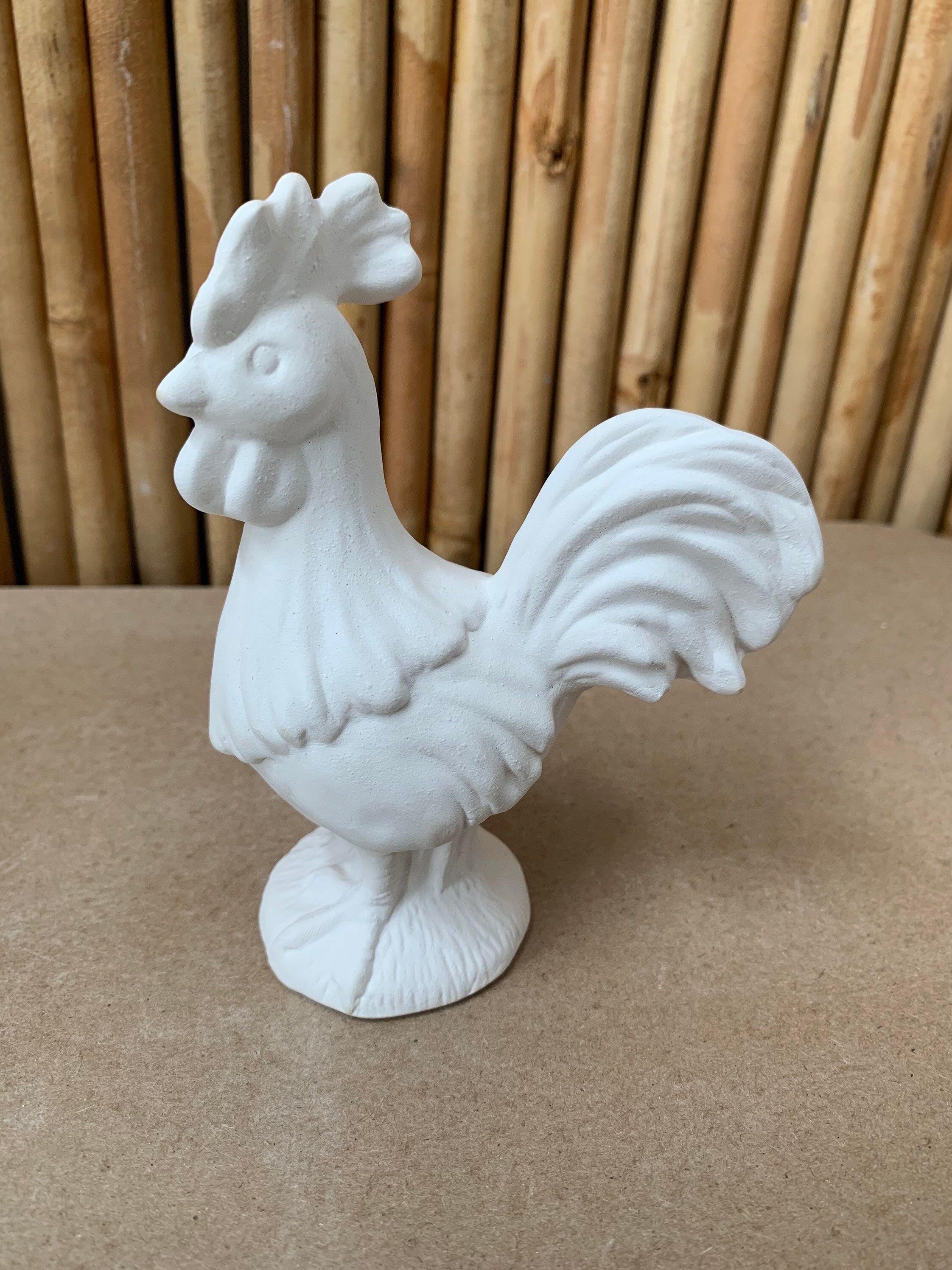 black and white ceramic rooster