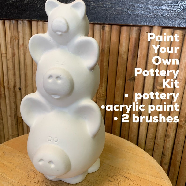 Unpainted Ceramic Piggy Stack Bank Paint Your Own Pottery To Etsy