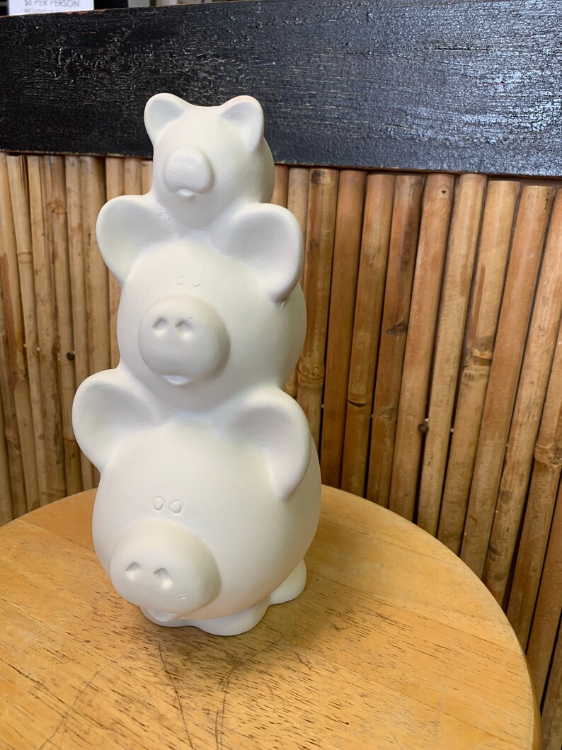 Unpainted Ceramic Piggy Stack Bank Paint Your Own Pottery To Etsy