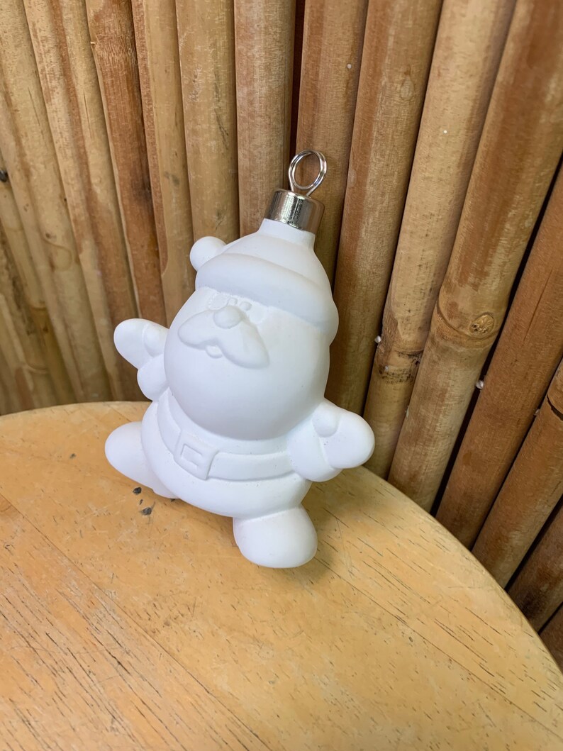 Unpainted Ceramic Santa Christmas Ornament Paint Your Own Etsy