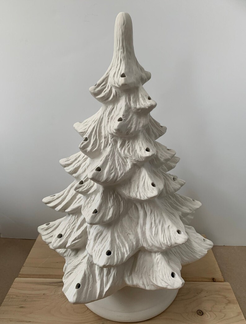 Unpainted Ceramic Large Christmas Tree with Light Kit Etsy