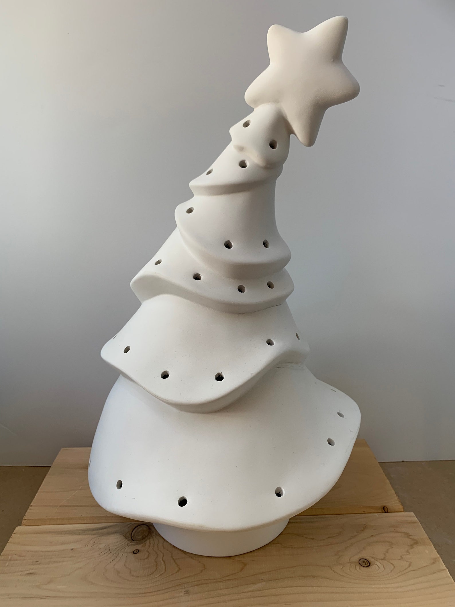 Unpainted Ceramic Whimsical Christmas Tree with Electric Light Etsy