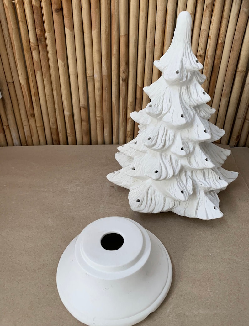 Unpainted Ceramic Large Christmas Tree with Light Kit Etsy